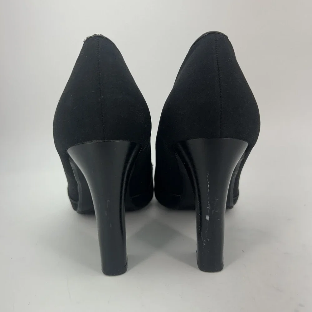 Coach And Four Shoes Womens Size 8 Black Faux Suede Block Heel Pumps Slip On